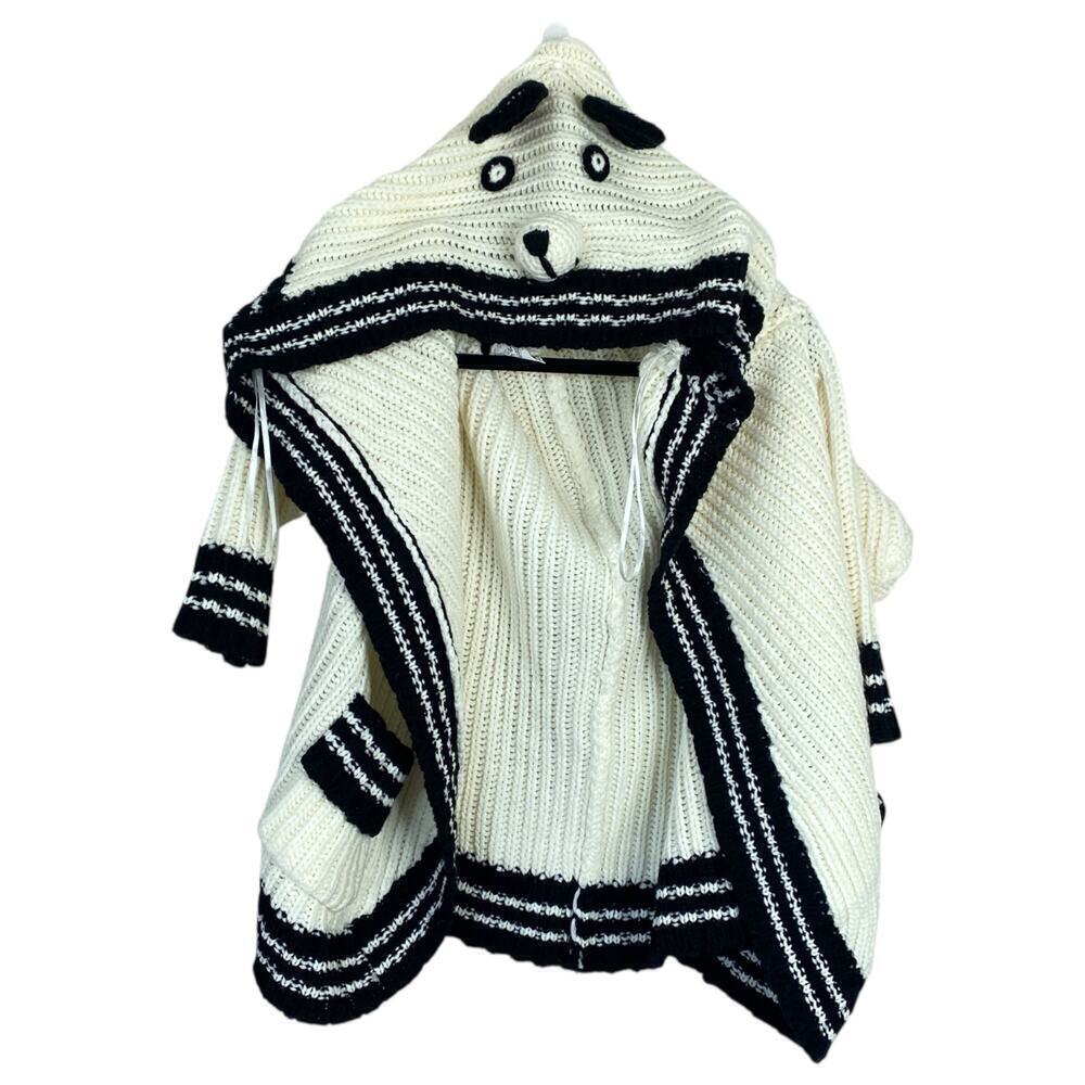LF Angel Biba Panda Bear Hoodie Sweater Size S/M Knit Animal Cream Black - Picture 3 of 8
